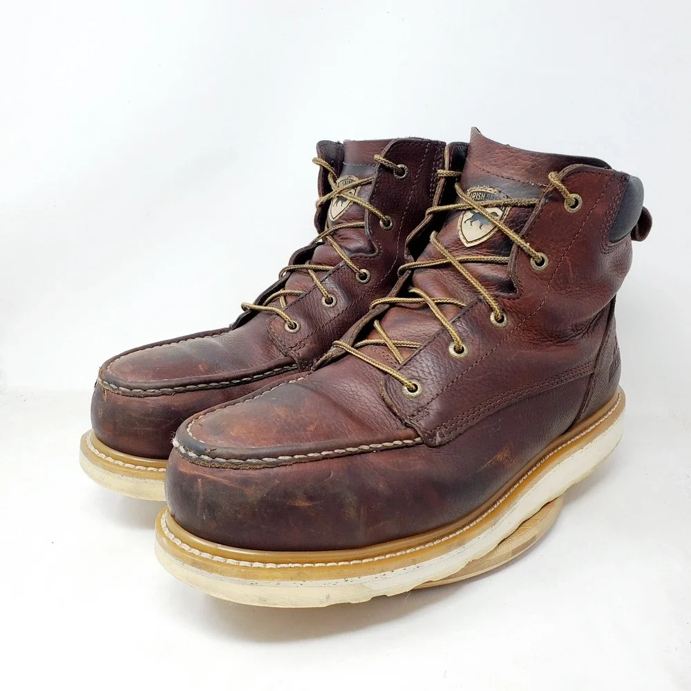 Red Wing Irish Setter Boots Mens 13 E2 WIDE Ashby Leather Safety Moc Toe Work